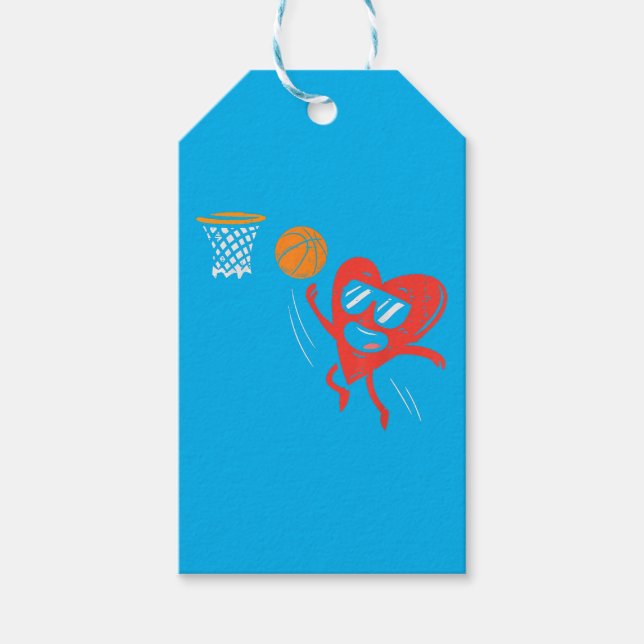 Hjärtuppspelning Basketball Cute Valentines day Sp Presentetikett (Framsidan)
