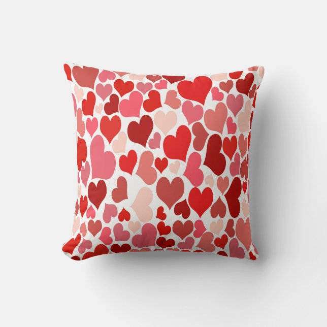 Hjärtutskrift Röd och Rosa Dekorativ kudde (Framsida)