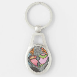 Hjärtvägar Ovalt Silverfärgad Nyckelring