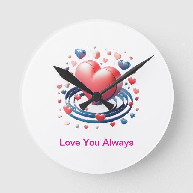 Hjärtväggslås för vattenfärg - Unik personlig Rund Klocka (Framsida)