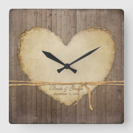 Hjärtvårdssystem för Rustic Wood Fence Boards - Mö Fyrkantig Klocka