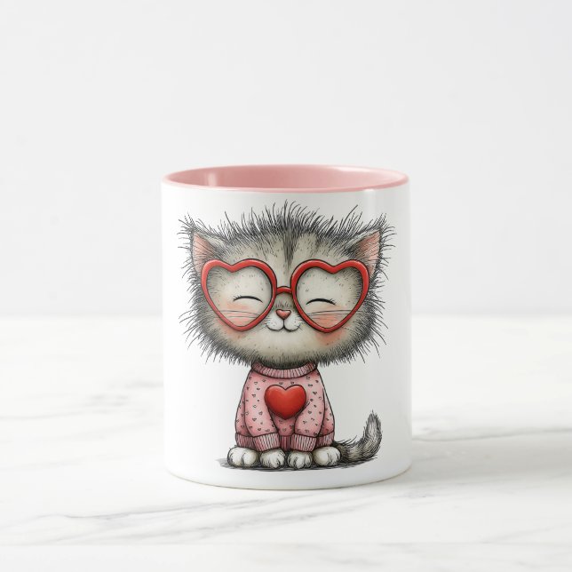 Hjärtvärmande kaffemug med leende kattunge mugg (Center)