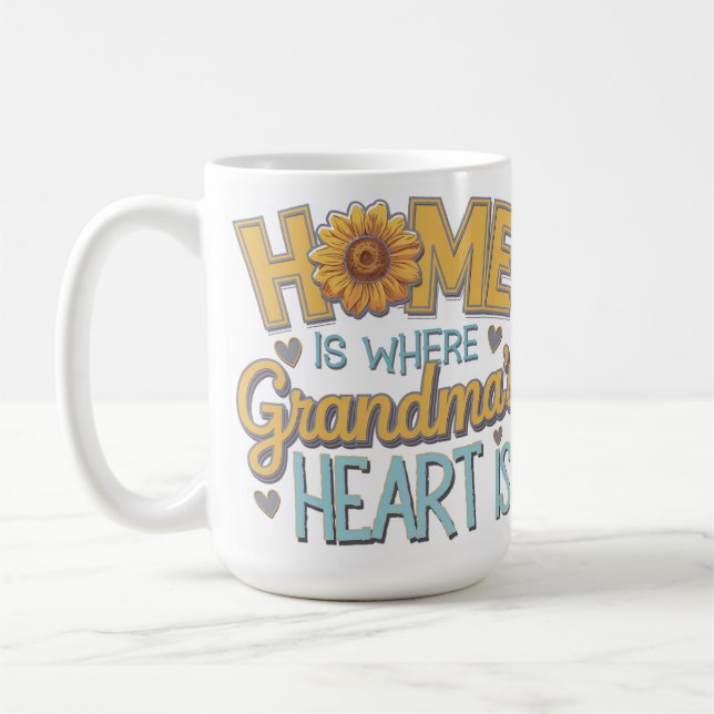 Hjärtvärmande Mysig Solros Mormors Kärlek Kaffemugg (Vänster)
