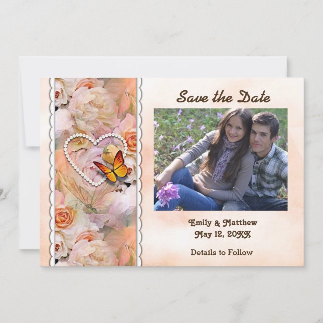 Hjärtvårtor, Orange Ro, Butterflies Spara Date Datumet (Framsida)