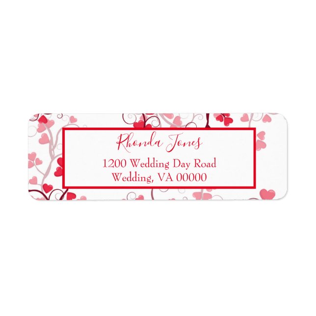 Hjärtvit och rött returadress etikett (Framsidan)