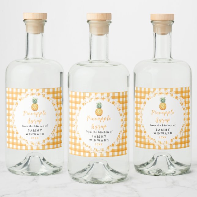 Hjemmagjord Ananas-Sirap Flasketikett Spritflaskor Etikett (Flaskor)