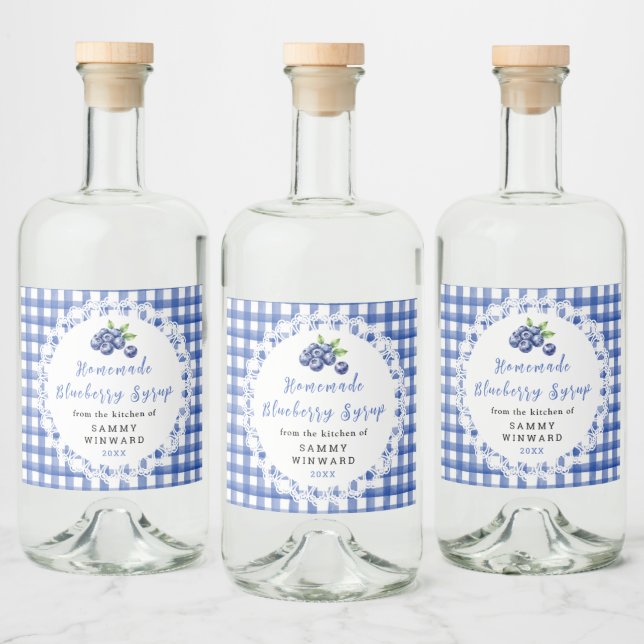 Hjemmagjord blåbärssirapsflasketikett spritflaskor etikett (Flaskor)