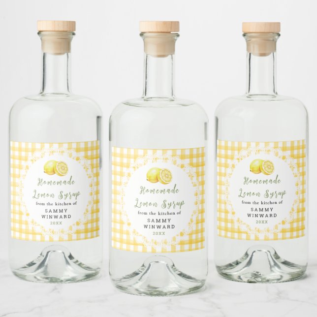 Hjemmagjord Citronsirap Flasketikett Spritflaskor Etikett (Flaskor)