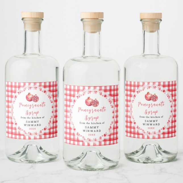 Hjemmagjord Granatäpple-Sirap Flasketikett Spritflaskor Etikett (Flaskor)