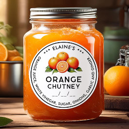 Hjemmagjord Orange chutney ingredienser konserveri Runt Klistermärke