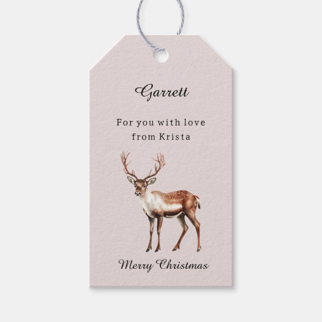 Hjort Älg Jul Presentetikett (Framsidan)