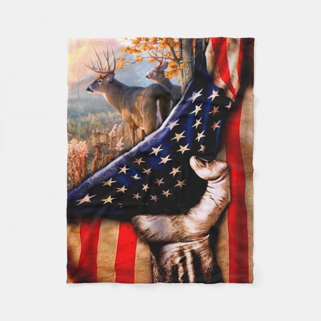 Hjort American Flagga Blanket Fleecefilt (Framsidan)