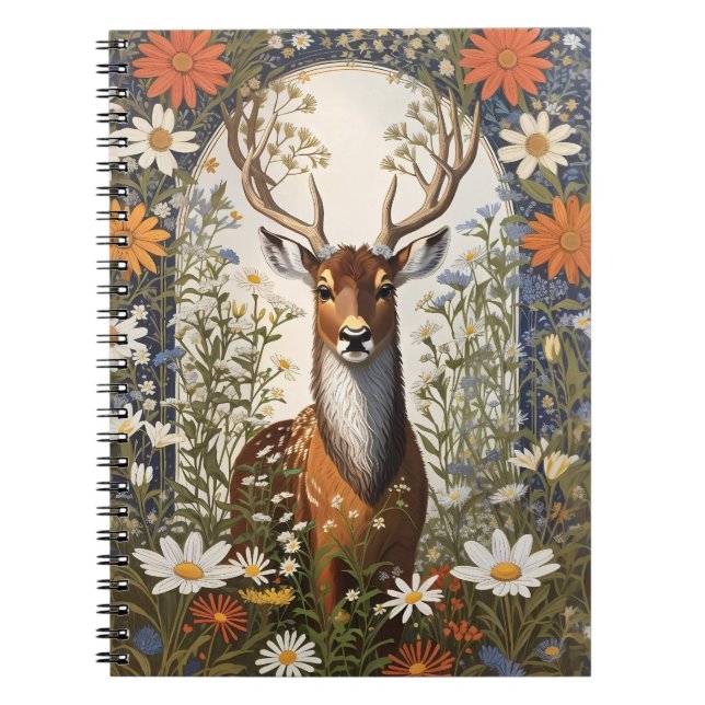 Hjort Amid Daisy Flowers Anteckningsbok (Framsidan)