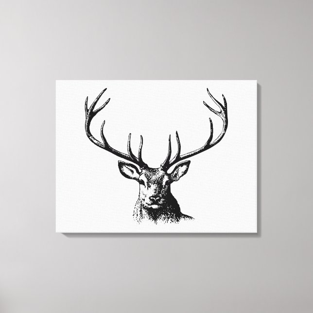 Hjort Animal Antlers Nature Wildlife Horns Head Po Canvastryck (Framsida)