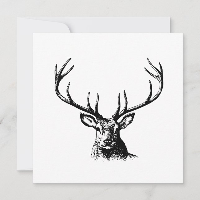 Hjort Animal Antlers Nature Wildlife Horns Head Po Inbjudningar (Framsida)