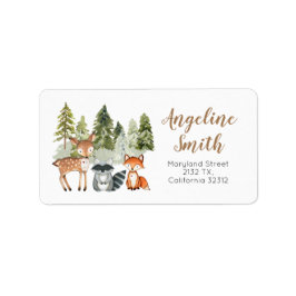 Hjort animal äventyr Camper Baby Shower Adress Adressetikett