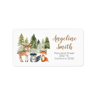 Hjort animal äventyr Camper Baby Shower Adress Adressetikett