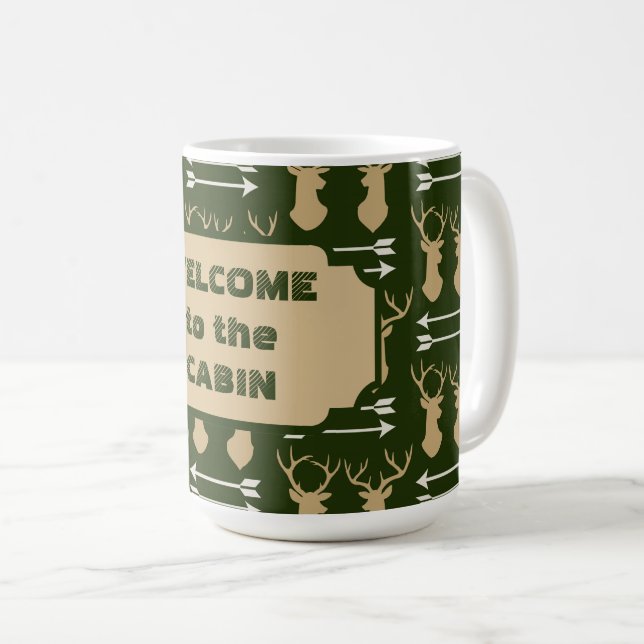Hjort Antler Arrow Mönster Cabin Kaffemugg (Framsida höger)
