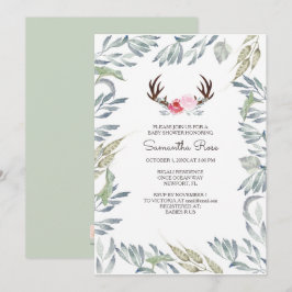 HJORT ANTLER Baby Shower Inbjudan - Girl