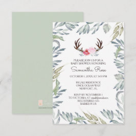 HJORT ANTLER Baby Shower Inbjudan, Girl Inbjudningar