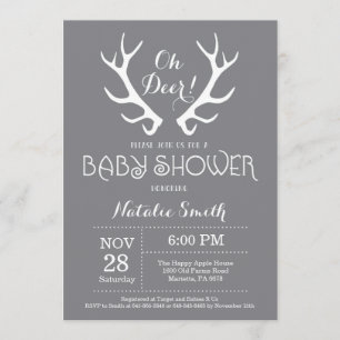 Hjort Antler Baby Shower-inbjudan Grått Inbjudningar