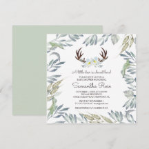 HJORT ANTLER Boy Baby Shower Inbjudan - fyrkant