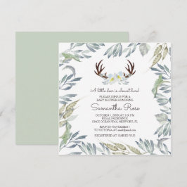 HJORT ANTLER Boy Baby Shower Inbjudan - fyrkant
