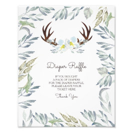 Hjort Antler Boy Diaper Raffle Sign Fototryck