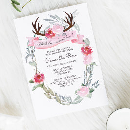 HJORT ANTLER Girl Baby Shower Inbjudan
