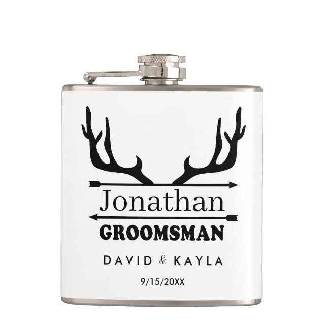 Hjort Antler Groomsman, egen namnHip-kolv Fickplunta (Framsidan)