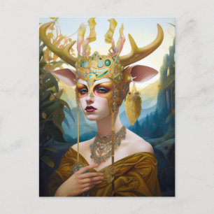 Hjort Antler Krona Mask Fantasy Art-vykort Vykort