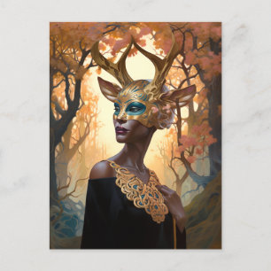 Hjort Antler Krona Mask Fantasy Art-vykort Vykort