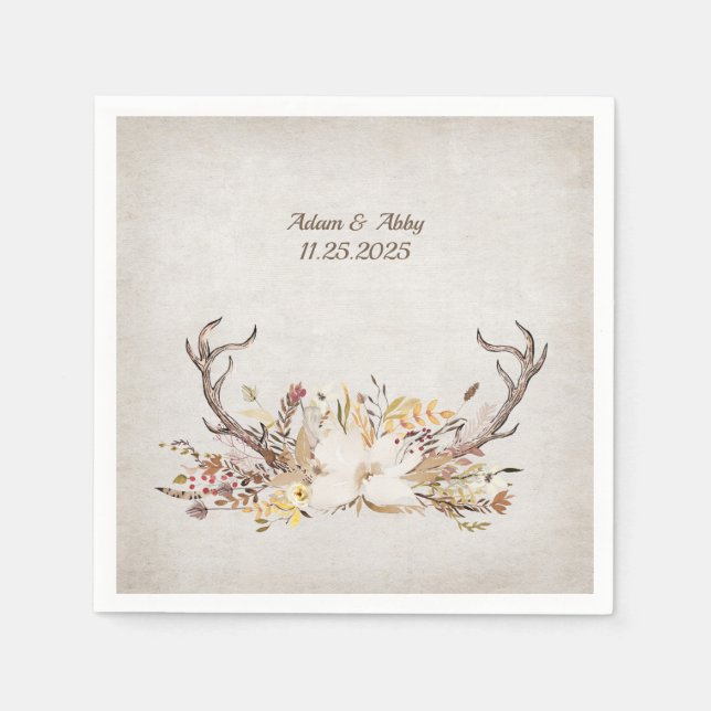 Hjort Antler med blombouquet Pappersservett (Framsidan)