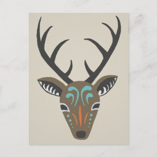 Hjort Antler Modern Wildlife Tribal Totem Card Vykort