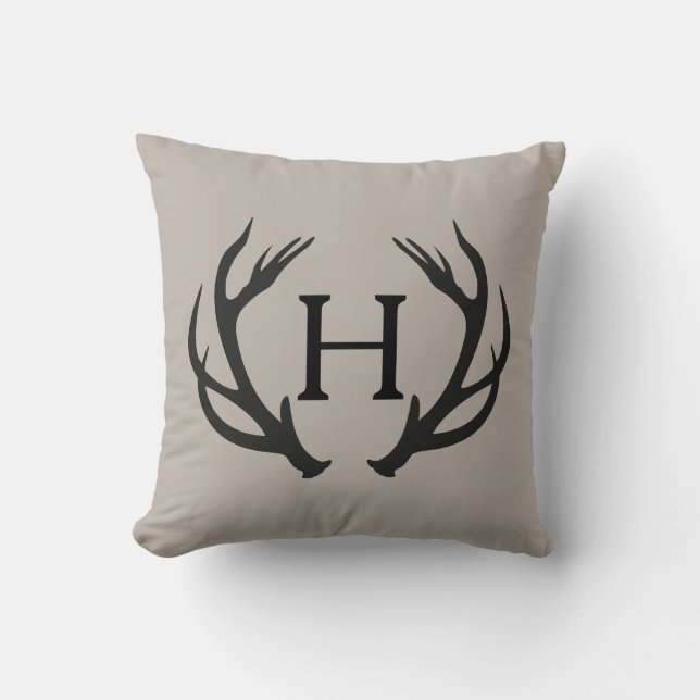 Hjort Antler Monogram Kudde (Framsida)