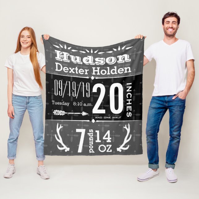 Hjort Antler-pil i någon av Färg Baby-fågelstatter Fleecefilt (På plats)