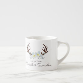 HJORT ANTLER Rustic Sage Grönt Wedding Favor Espressomugg