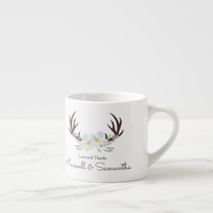 HJORT ANTLER Rustic Sage Grönt Wedding Favor Espressomugg
