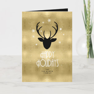 Hjort Antlers Arrows jul Guld ID861 Helgkort