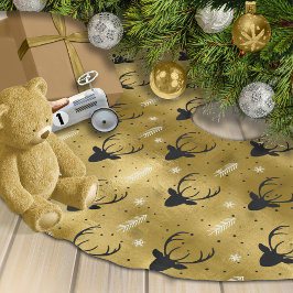 Hjort Antlers Arrows jul Mönster Guld ID861 Julgransmatta Borstad Polyester