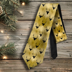 Hjort Antlers Arrows jul Mönster Guld ID861 Slips