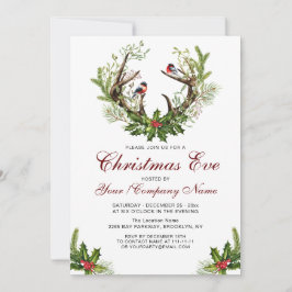 Hjort Antlers, Birds Holly Berry jul Party Inbjudningar