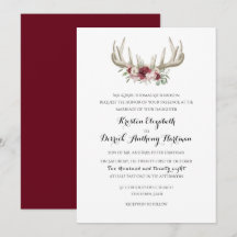 Hjort Antlers Burgundy Blommigt Bröllop