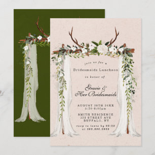 Hjort Antlers Canopy Bridesmaids Luncheon Inbjudni