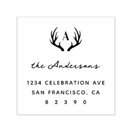 Hjort Antlers Family Namn Initial Returadress Självfärgande Stämpel