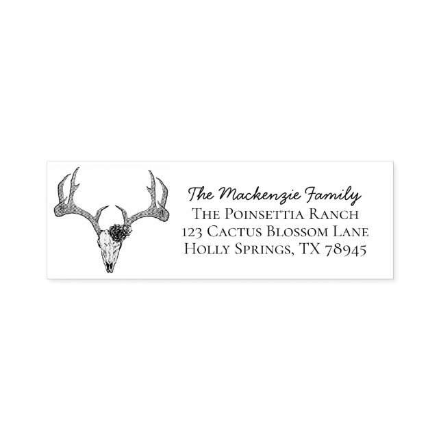 Hjort Antlers Family Returadress med enkel Blommig Självfärgande Stämpel (Design)