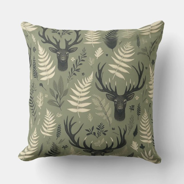 Hjort Antlers & Ferns Kudde (Framsida)