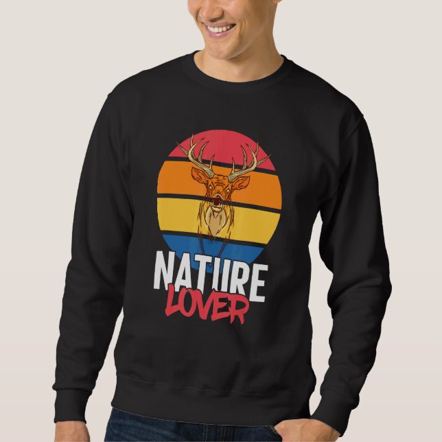 Hjort Antlers Forest Animal Natature Lång Ärmad Tröja (Framsida)