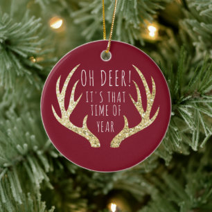 Hjort Antlers julfamiljefoto Helgdag Photo Julgransprydnad Keramik