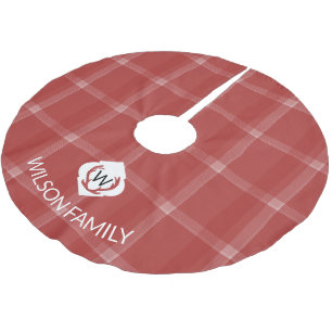 Hjort Antlers Monogram Tartan Red Julgransmatta Borstad Polyester
